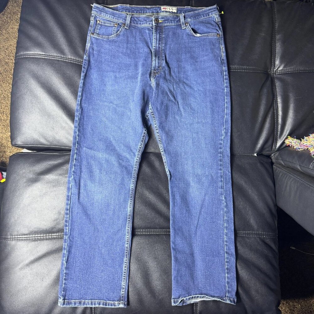 Wrangler Men's Bootcut Jeans Blue Denim Relaxed Fit Stretch‎ 5-Pocket Size 40x32